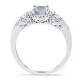 Round Natural Stone Three Stone Ring