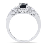 Round Natural Stone Three Stone Ring