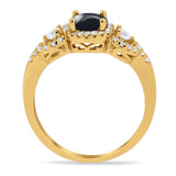 Round Natural Stone Three Stone Ring