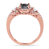 Round Natural Stone Three Stone Ring