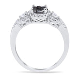 Round Natural Stone Three Stone Ring