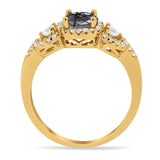 Round Natural Stone Three Stone Ring