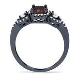 Round Natural Stone Three Stone Ring