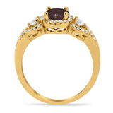 Round Natural Stone Three Stone Ring