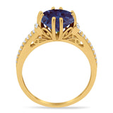 Round Natural Stone Solitaire Ring