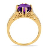 Round Natural Stone Solitaire Ring