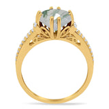 Round Natural Stone Solitaire Ring