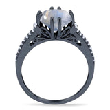 Round Natural Stone Solitaire Ring