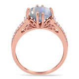 Round Natural Stone Solitaire Ring