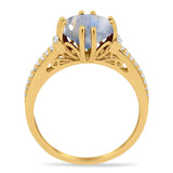 Round Natural Stone Solitaire Ring