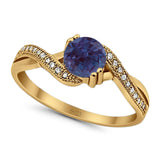 Art Deco Round Natural Stone Twisted Ring
