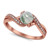 Art Deco Round Natural Stone Twisted Ring