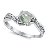 Art Deco Round Natural Stone Twisted Ring