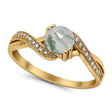 Art Deco Round Natural Stone Twisted Ring