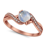 Art Deco Round Natural Stone Twisted Ring