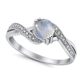 Art Deco Round Natural Stone Twisted Ring