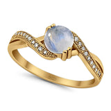 Art Deco Round Natural Stone Twisted Ring