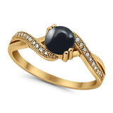 Art Deco Round Natural Stone Twisted Ring