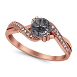 Art Deco Round Natural Stone Twisted Ring