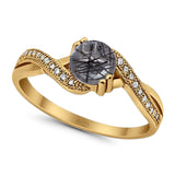 Art Deco Round Natural Stone Twisted Ring