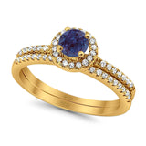 Two Piece Round Natural Stone Ring