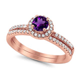 Two Piece Round Natural Stone Ring
