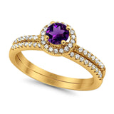 Two Piece Round Natural Stone Ring