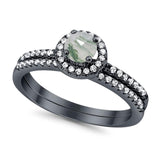 Two Piece Round Natural Stone Ring