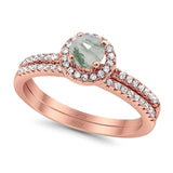Two Piece Round Natural Stone Ring