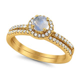 Two Piece Round Natural Stone Ring