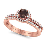 Two Piece Round Natural Stone Ring