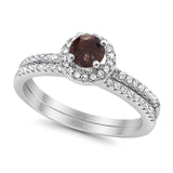 Two Piece Round Natural Stone Ring