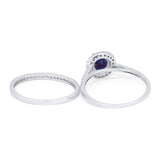 Two Piece Round Natural Stone Bridal Ring