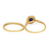 Two Piece Round Natural Stone Bridal Ring