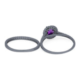 Two Piece Round Natural Stone Bridal Ring