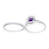 Two Piece Round Natural Stone Bridal Ring