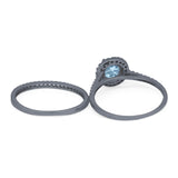 Two Piece Round Natural Stone Bridal Ring