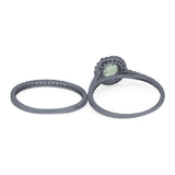 Two Piece Round Natural Stone Bridal Ring
