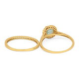 Two Piece Round Natural Stone Bridal Ring