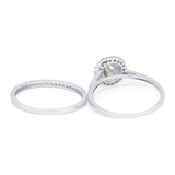 Two Piece Round Natural Stone Bridal Ring