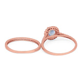 Two Piece Round Natural Stone Bridal Ring