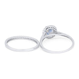 Two Piece Round Natural Stone Bridal Ring