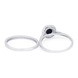 Two Piece Round Natural Stone Bridal Ring
