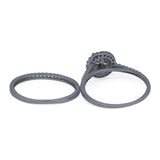 Two Piece Round Natural Stone Bridal Ring