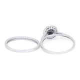 Two Piece Round Natural Stone Bridal Ring