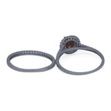 Two Piece Round Natural Stone Bridal Ring