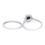 Two Piece Round Natural Stone Bridal Ring