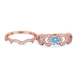Two Piece Round Natural Stone Art Deco Ring