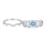 Two Piece Round Natural Stone Art Deco Ring