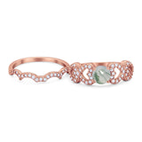 Two Piece Round Natural Stone Art Deco Ring
